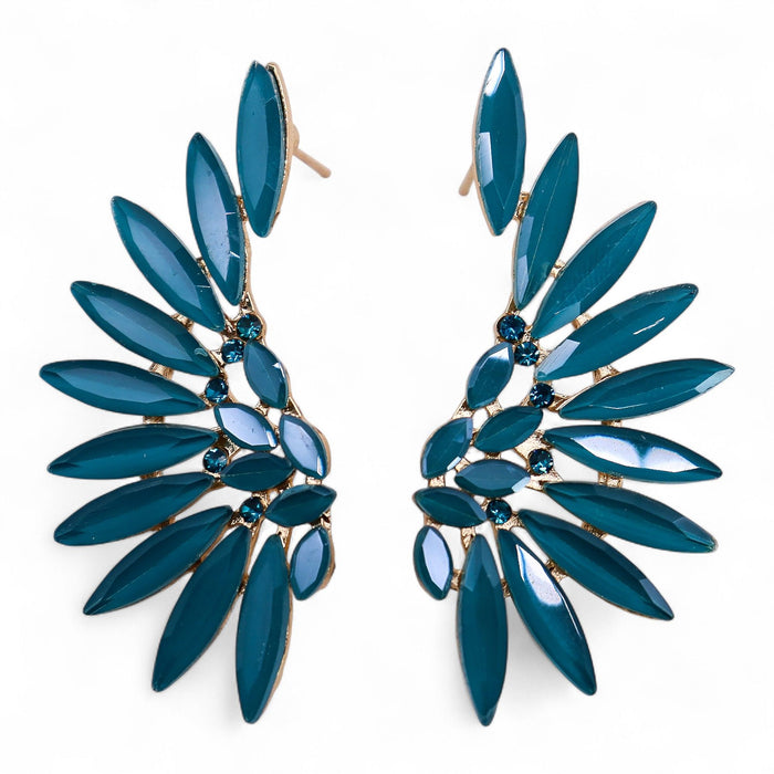 Nymph Aurora Glass Earrings - Angel Wings, Teal Green