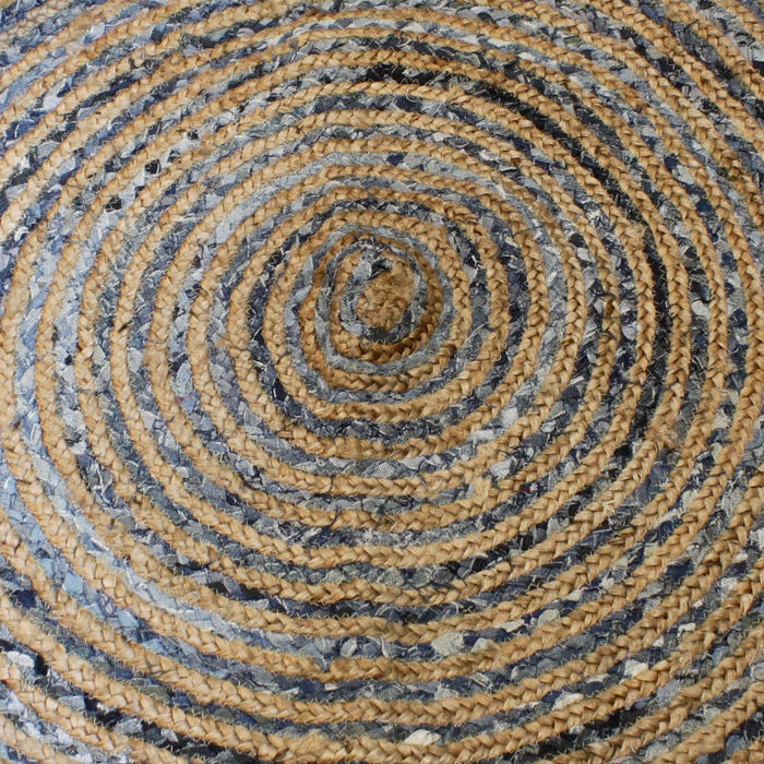 Runder Teppich aus Jute und recyceltem Denim – 120 cm