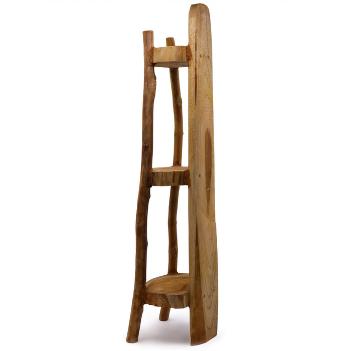 Natural Teak Corner Unit - 3 Shelves