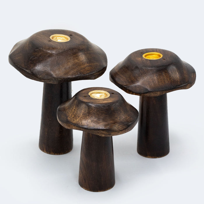 3 flache Räucherkegel-Pilze im Set