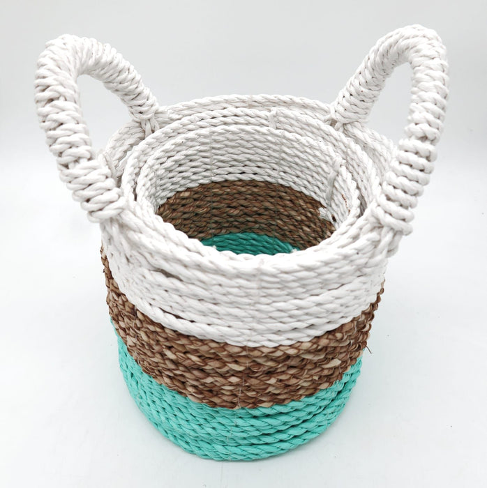 Seegras-Körbe – Grün, Natur & Weiß – 3er-Set