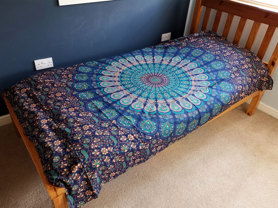 Single Cotton Bedspread / Wall Hanging - Classic Mandala