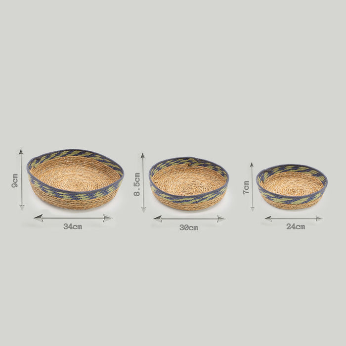 Seegras- und Strohkörbe – Grün & Blau – 3er-Set