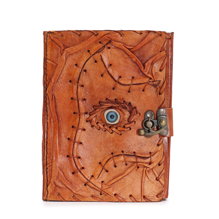 Ledernotizbuch - Böser Blick, Hellbraun (18x13 cm)