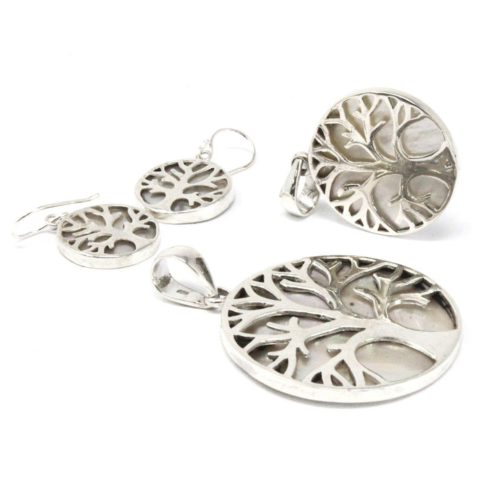 Sterling Silver & Mother-of-Pearl Earrings - Tree Of Life