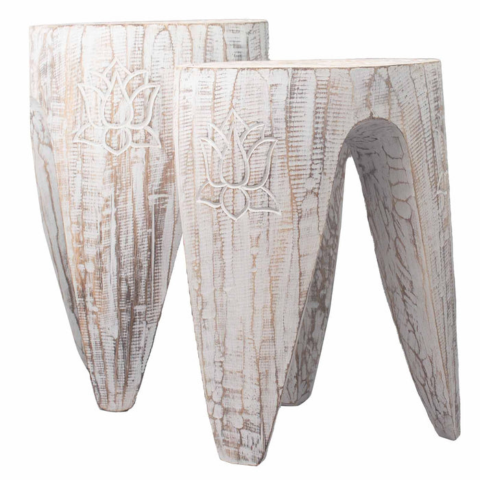 Set of 2 Interlocking Plant Stands - Whitewash