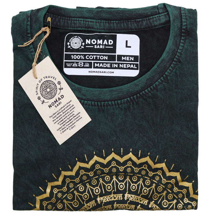 Stonewashed Baumwoll-T-Shirt – Hamsa, Grün (Large)