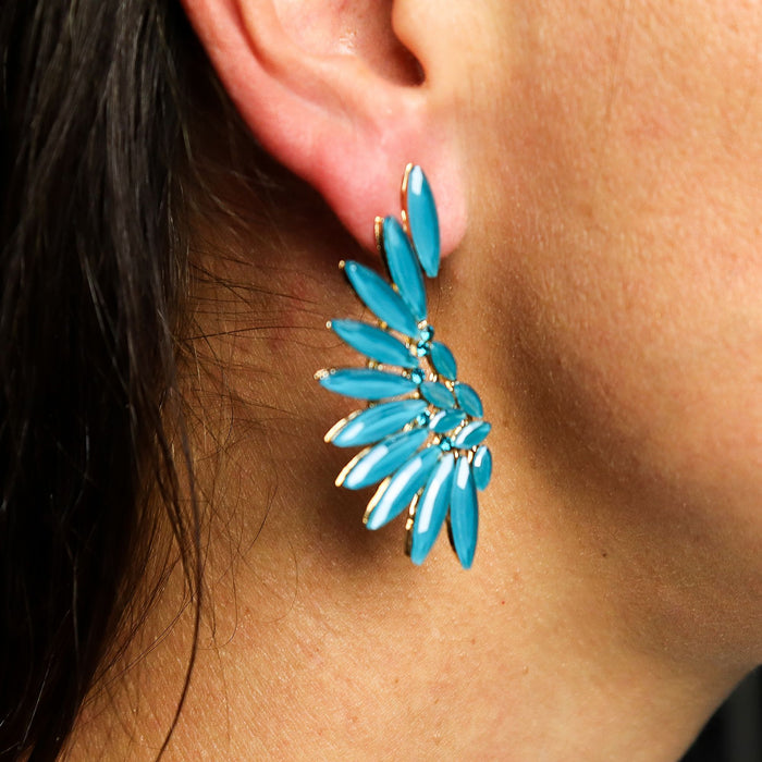 Nymph Aurora Glass Earrings - Angel Wings, Teal Green