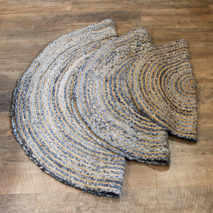 Runder Teppich aus Jute und recyceltem Denim – 90 cm