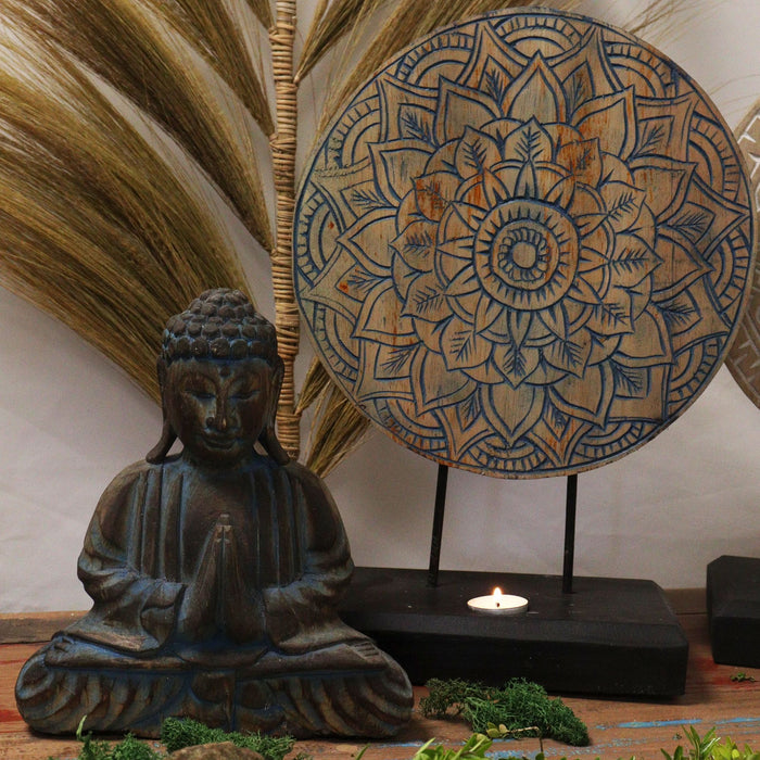 Buddha Feng Shui Set - Blumenmandala, Blau