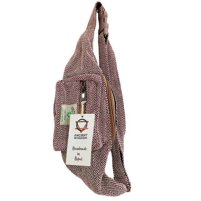Gürteltasche im Baumwoll-Hanf-Stil – Weinrot