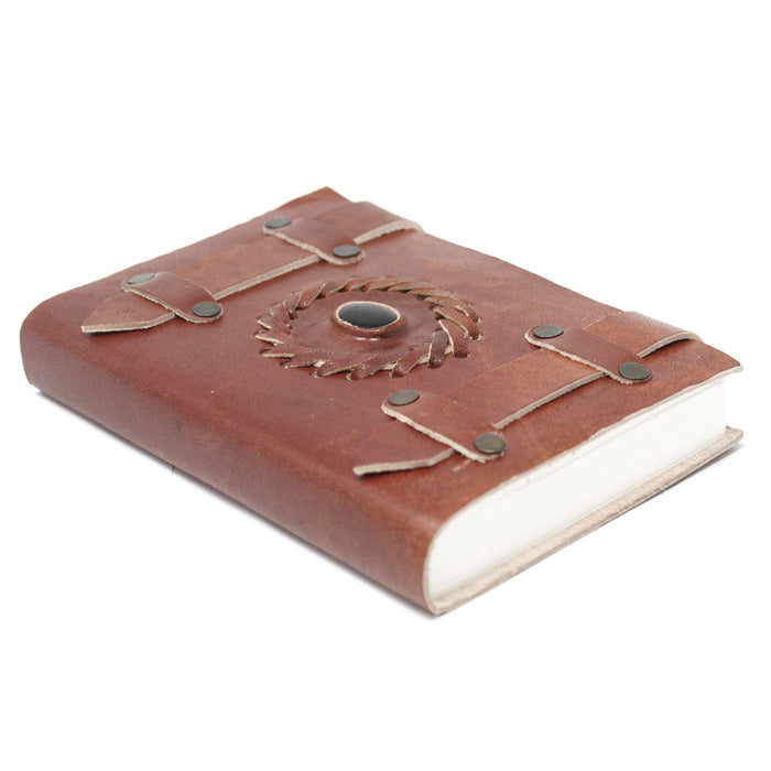 Leder-Notizbuch mit Riemen – Schwarzer Onyx (15x10 cm)