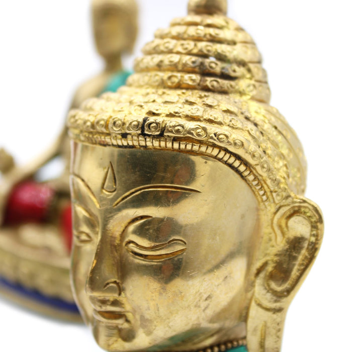 Großer Buddha-Kopf aus Messing