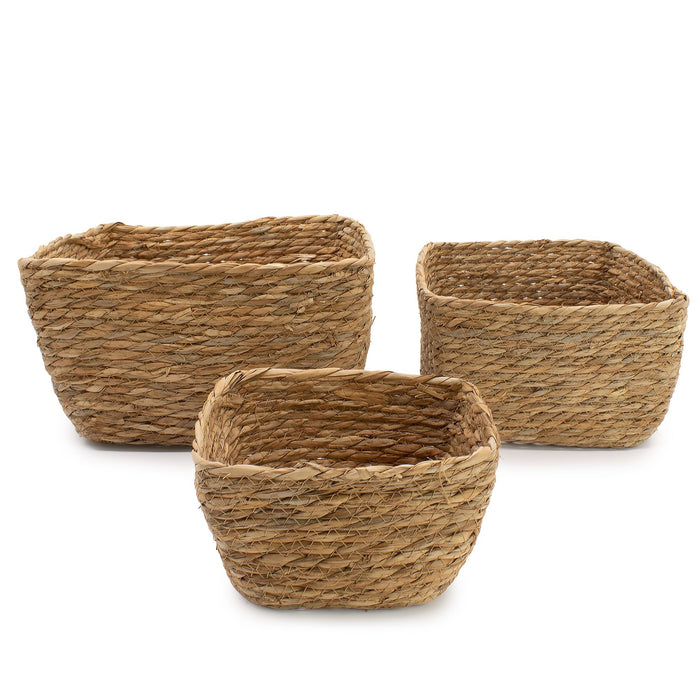 Seegras-Quadratkörbe - Natur - 3er Set