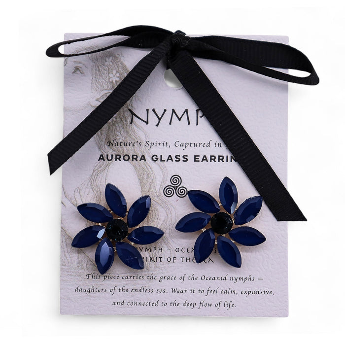 Nymph Aurora Glass Earrings - Flowers, Royal Blue