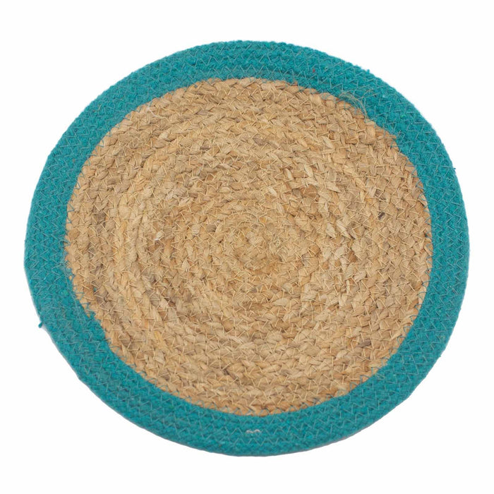 Set de table en jute et coton - bleu sarcelle