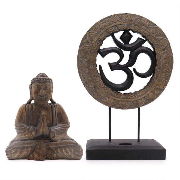 Buddha Feng Shui Set - Om, Grau & Schwarz