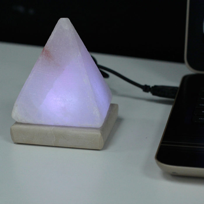 Colour-Changing USB Crystal Rock Himalayan Salt Lamp - Pyramid, 0.8Kg