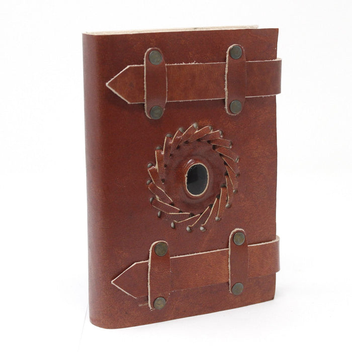 Leder-Notizbuch mit Riemen – Schwarzer Onyx (15x10 cm)
