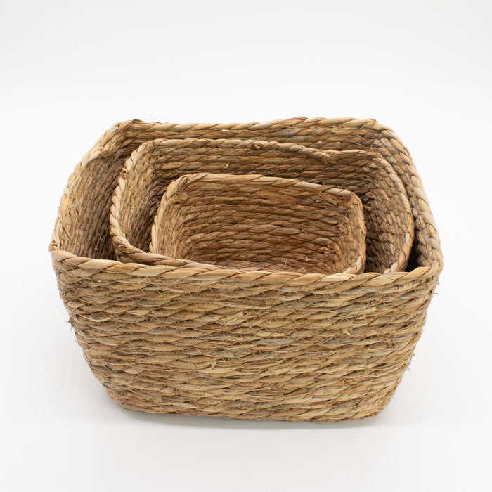 Seegras-Quadratkörbe - Natur - 3er Set