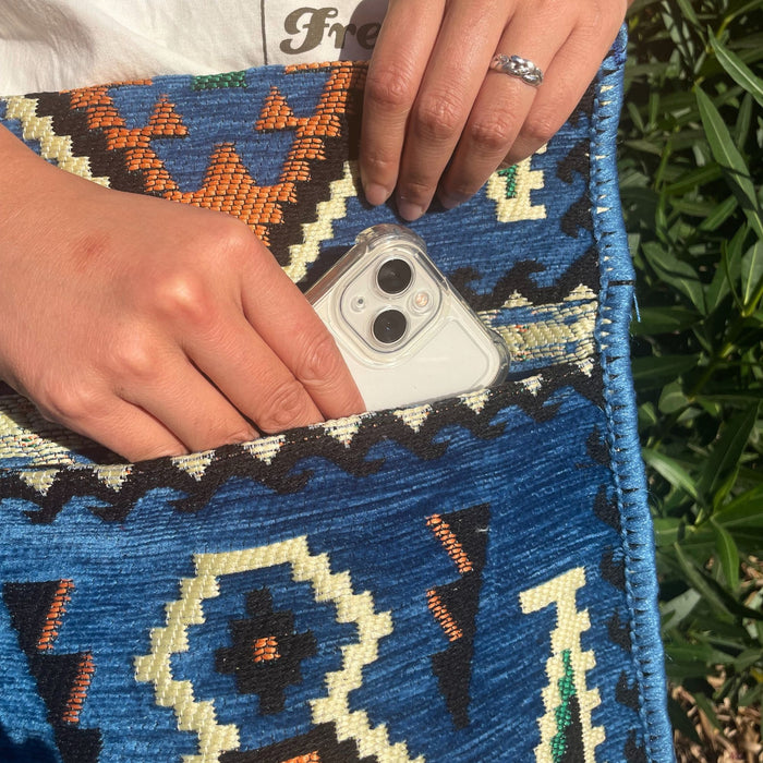 Kilim Sommer Umhängetasche – Himmelblau
