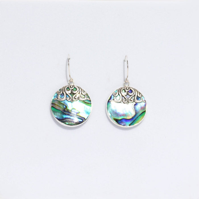 Ohrringe aus Sterlingsilber und Abalone-Muschel – Klassische Scheibe