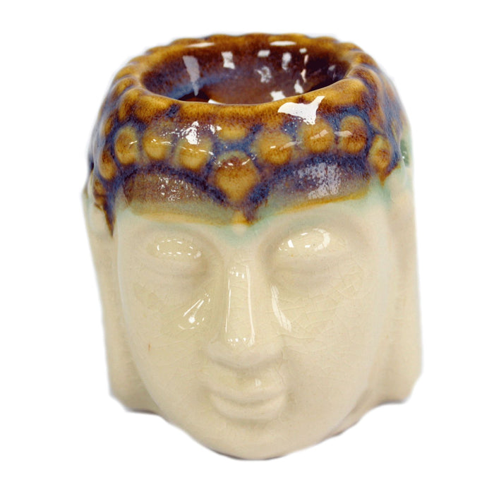 Keramik-Duftlampe – Buddha-Kopf, Elfenbein & Minze