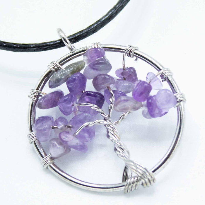 Gemstone Tree of Life Pendant - Amethyst