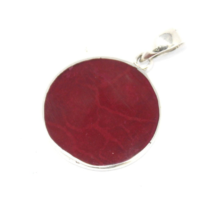 Sterling Silver & Coral Effect Pendant - Tree of Life (20mm)