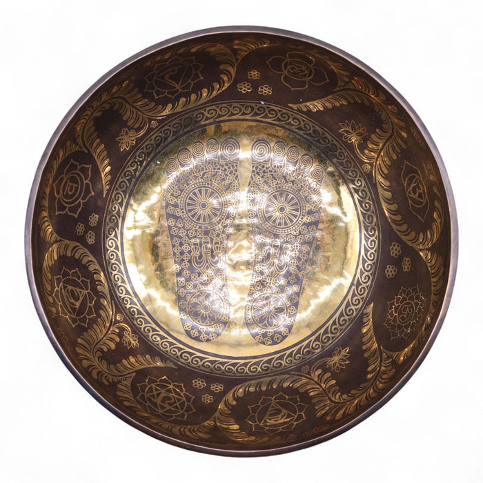 Huge Vibrational Feet Standing Bowl - Engraved, 50cm