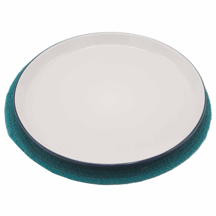 Set de table en jute et coton - bleu sarcelle