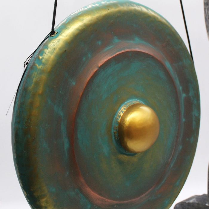 Mittelgroßer Gong auf Ständer – Grün gewaschen 50 cm