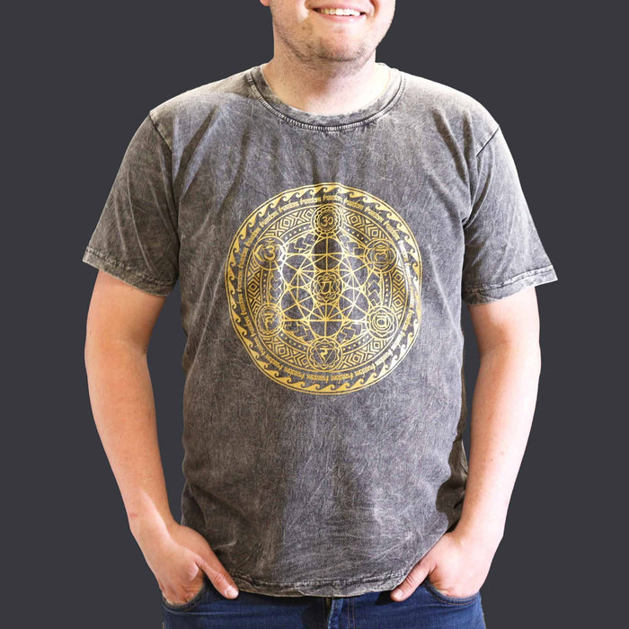 Stonewashed Cotton T-Shirt – Chakra, Dark Grey (XL)