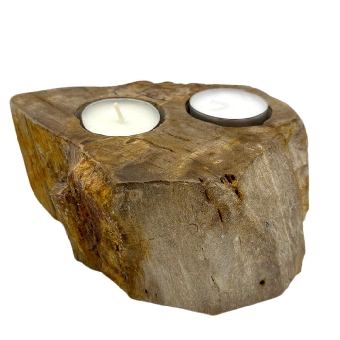 Teelichthalter aus versteinertem Holz - Doppelt