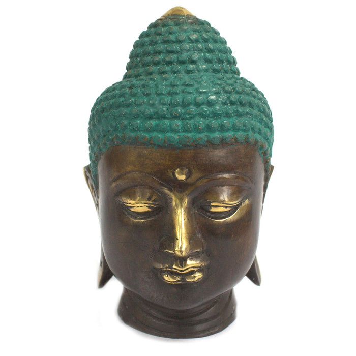 Großer Buddha-Kopf aus Messing