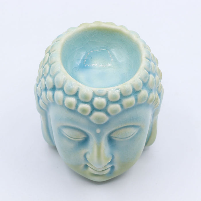Keramik Duftlampe - Buddha Kopf, Pastellblau
