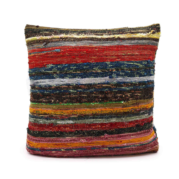 Rag Rug Cushion Cover - Natural Greens