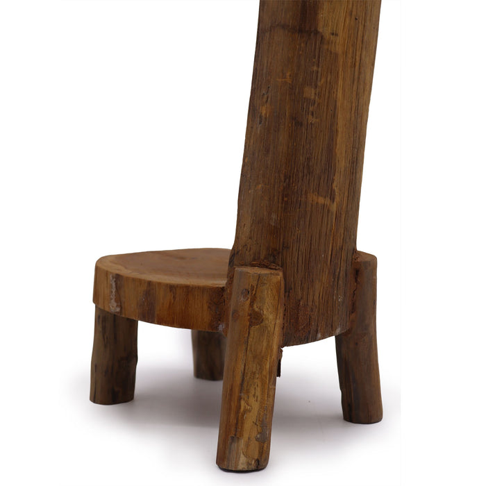 Natural Teak Log Shelf Display Unit - 3 Shelves
