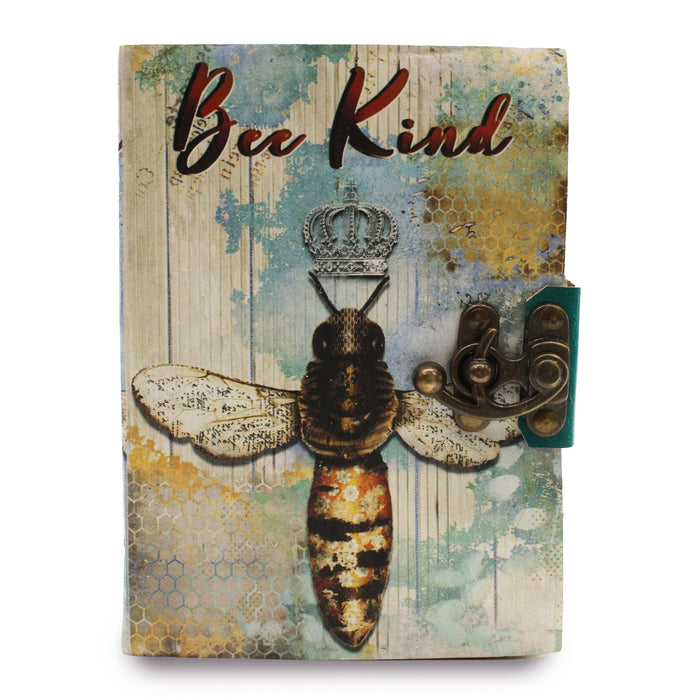 Ledernotizbuch – BEE KIND, Büttenrand (17,78 cm x 12,7 cm)