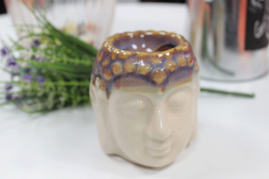 Keramik-Duftlampe – Buddha-Kopf, Elfenbein & Minze