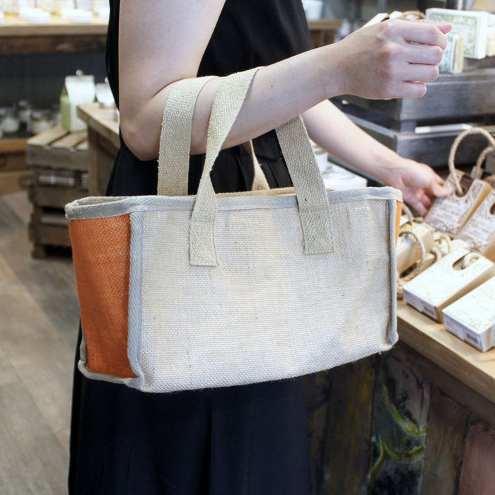 Großer Einkaufsbeutel aus Jute und Baumwolle – Olive