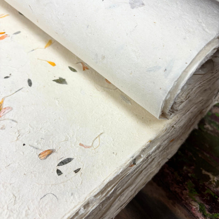 Lokta Bast- & Geschenkpapier – Baumwolle mit Blumenmuster (5 Blatt)
