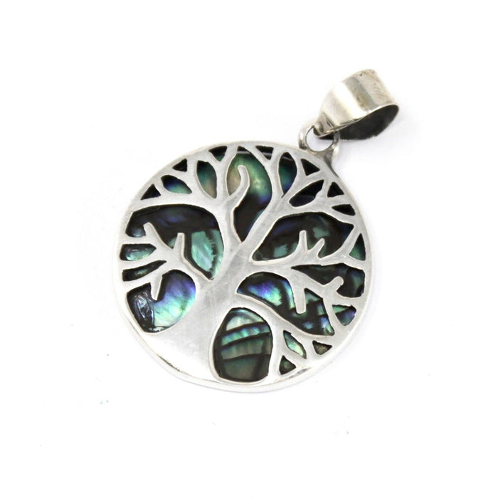 Sterling Silver & Abalone Pendant - Tree of Life (20mm)
