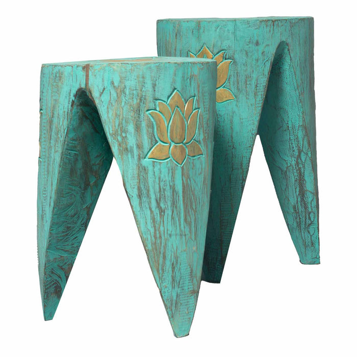 Set of 2 Interlocking Plant Stands - Turquoise