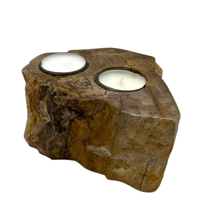 Teelichthalter aus versteinertem Holz - Doppelt