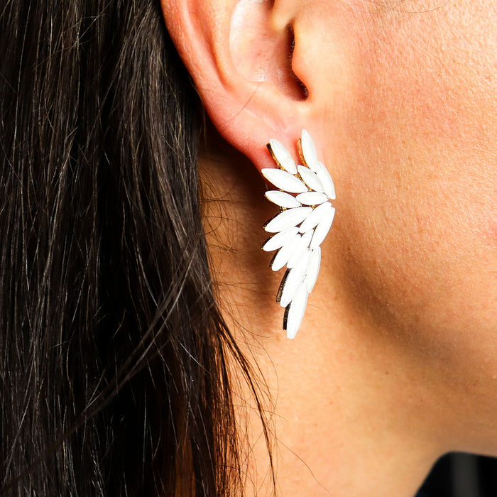 Nymph Aurora Glass Earrings - Angel Wings, Pearl