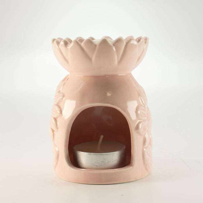 Keramik-Ölbrenner – Sonnenblume, Pastellrosa