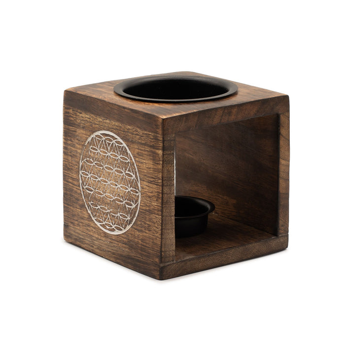 Duftlampe aus Mangoholz – Blume des Lebens