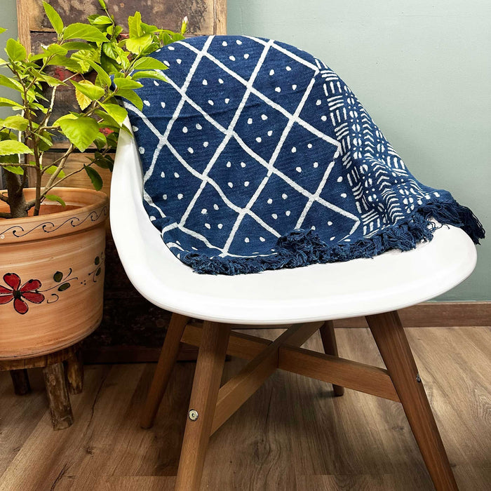 Handmade Indigo Throw - Midnight Heerak