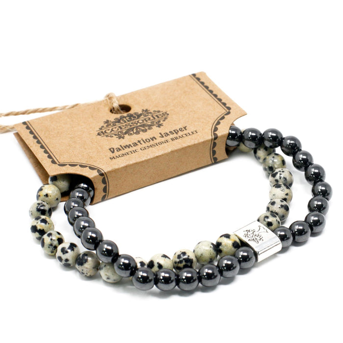 Magnetisches Edelsteinarmband - Dalmatiner Jaspis